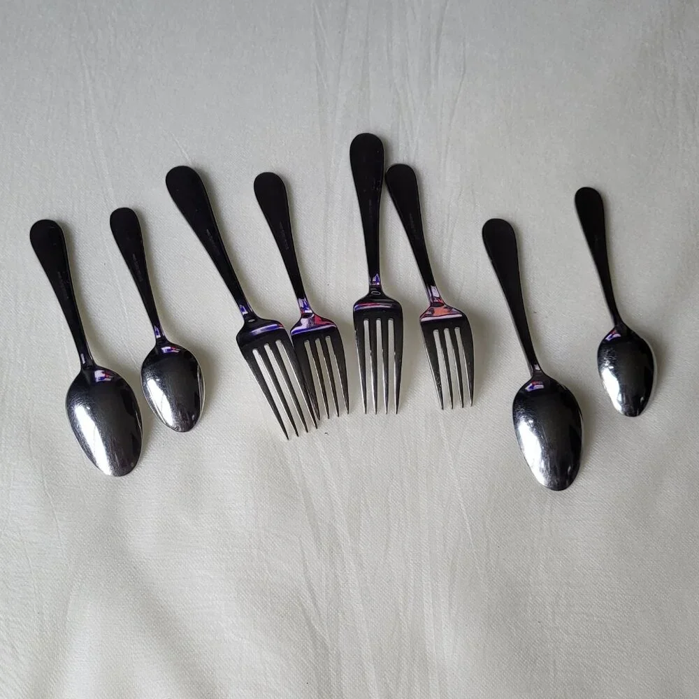 Oneida Pearl Salad Dinner Fork Teaspoon Spoon Royal Bead Stainless Flatware 8 pc